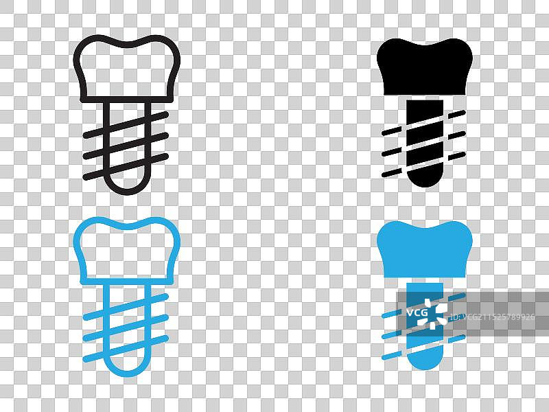 牙科植入物黑白轮廓图标图片素材