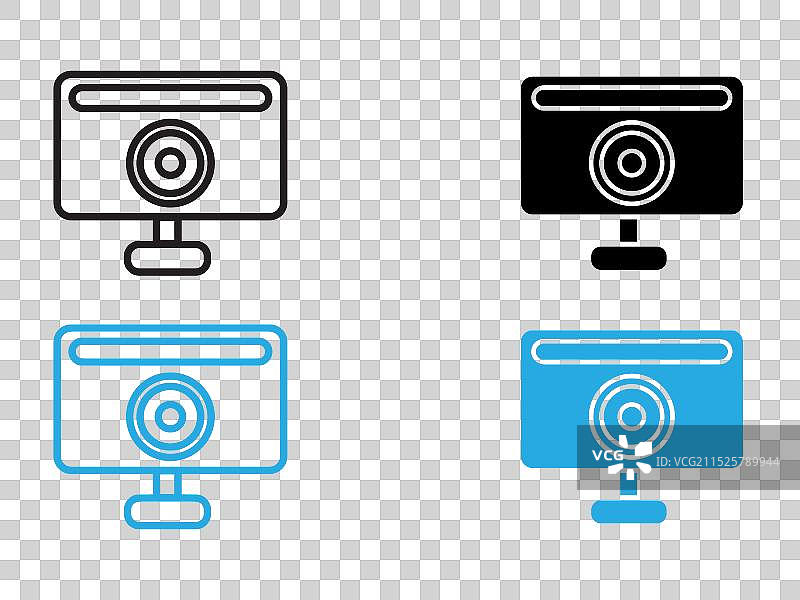 数字网络摄像头黑白轮廓图标图片素材