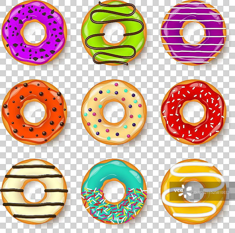 奶油曲奇甜甜圈蛋糕套装图片素材