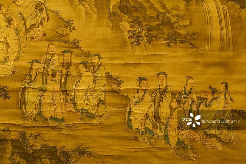 北京故宫“大道之行：儒家文化特展”：孔子讲学图轴（明，孔子博物馆）图片素材