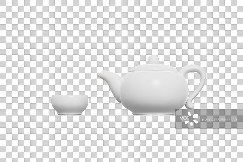 白色茶具三维插画图片素材