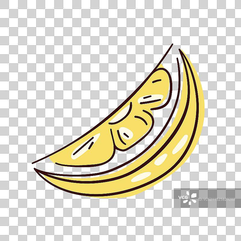 线条艺术风格的柠檬黄切片图标图片素材