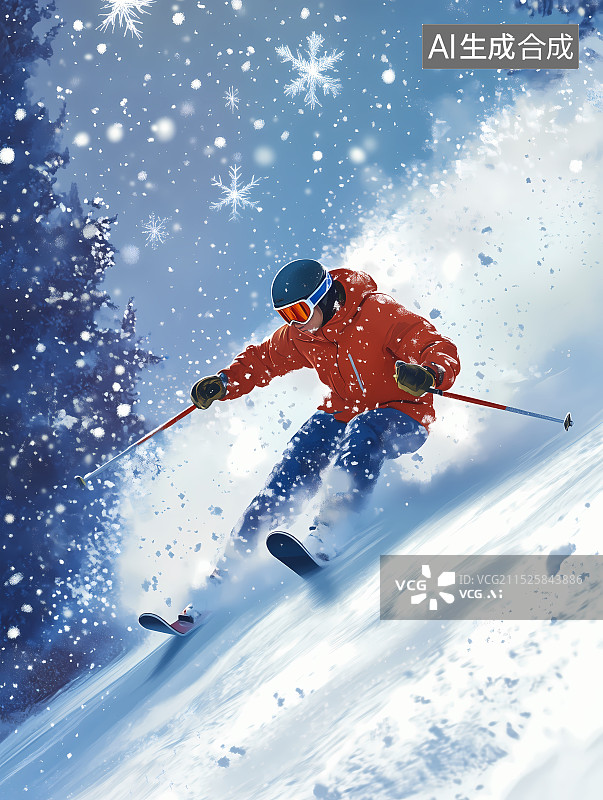 【AI数字艺术】滑雪运动员图片素材