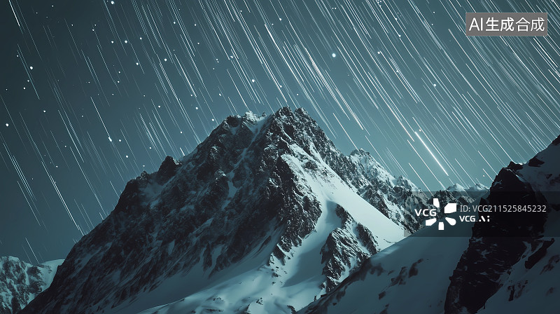 【AI数字艺术】雪山和星轨图片素材