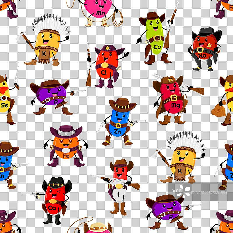 卡通微量元素牛仔无缝图案图片素材