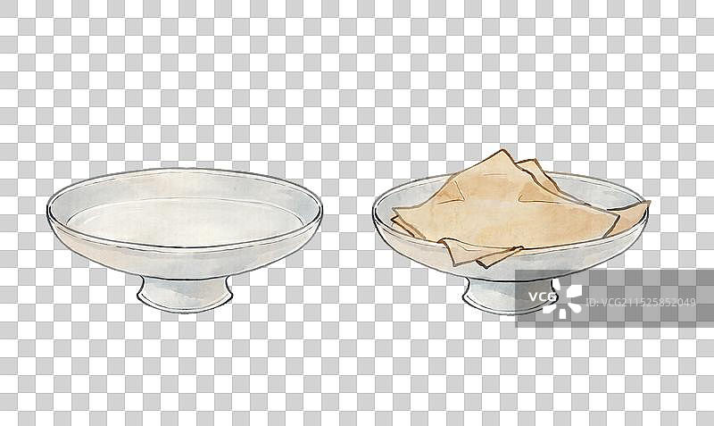 高脚陶瓷摆盘餐具—古风水墨国画元素图片素材