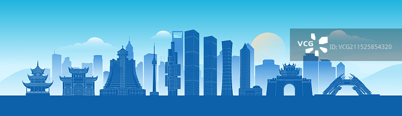 贵阳城市建筑现代科技剪影矢量插画图片素材