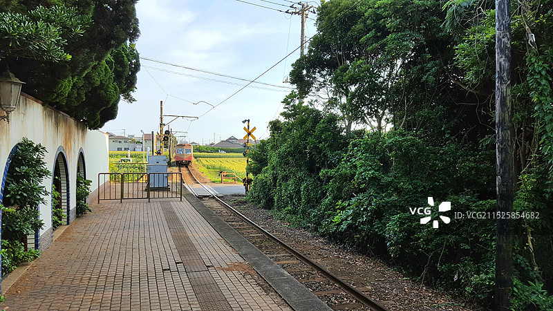 日本千叶县铫子市，铫子电铁的犬吠駅图片素材