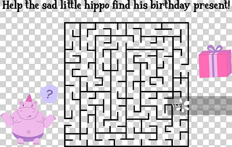 迷宫游戏：帮助派对上的小河马图片素材