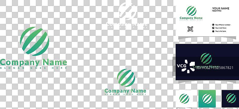 带有绿色和白色logo的现代名片图片素材