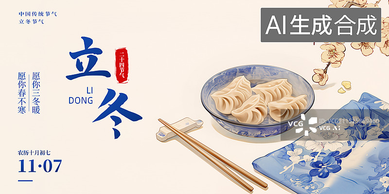【AI数字艺术】二十四节气立冬吃饺子图片素材