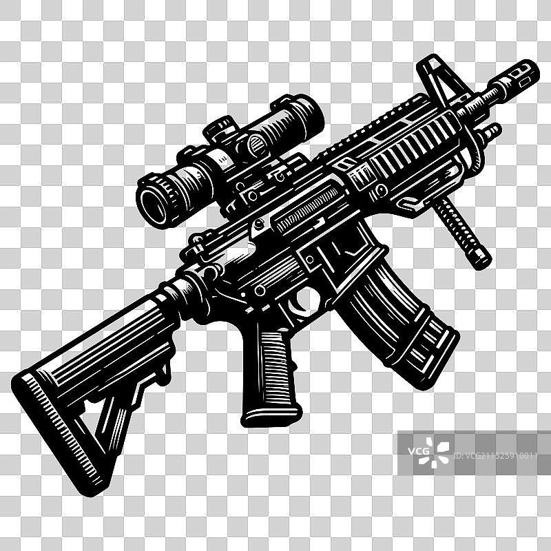 枪支轮廓剪影矢量图图片素材