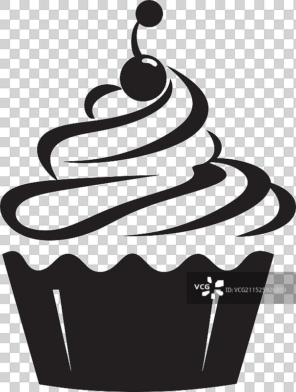 黑色奶油糖果杯子蛋糕图标图片素材