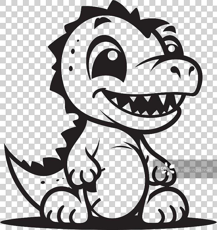 有趣的恐龙咧嘴笑黑色图标，甜美的恐龙魅力图片素材