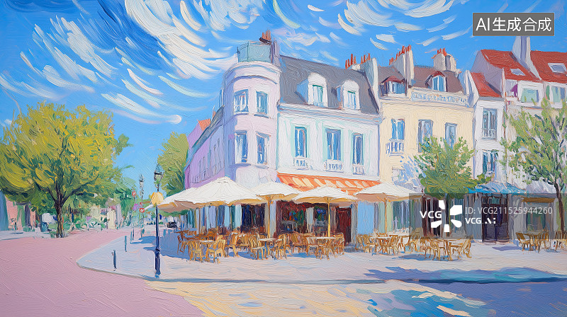 【AI数字艺术】欧洲街道油画图片素材