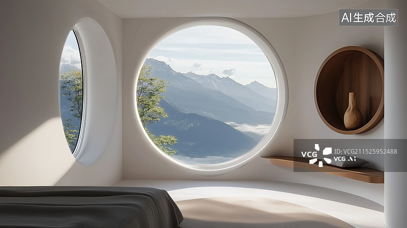 【AI数字艺术】极简现代风格卧室图片素材