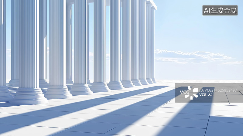 【AI数字艺术】一排排整齐排列的白色柱子图片素材