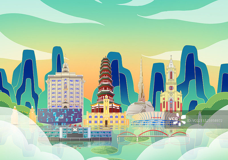 国潮风广州广东旅游景点建筑图片素材