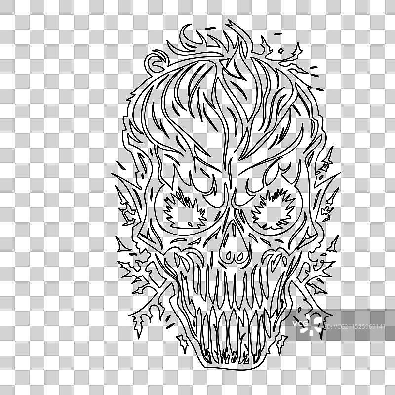 可怕的僵尸轮廓草图图片素材