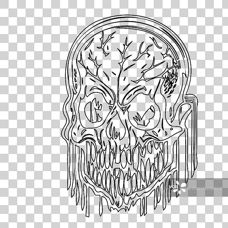 可怕的僵尸轮廓草图图片素材