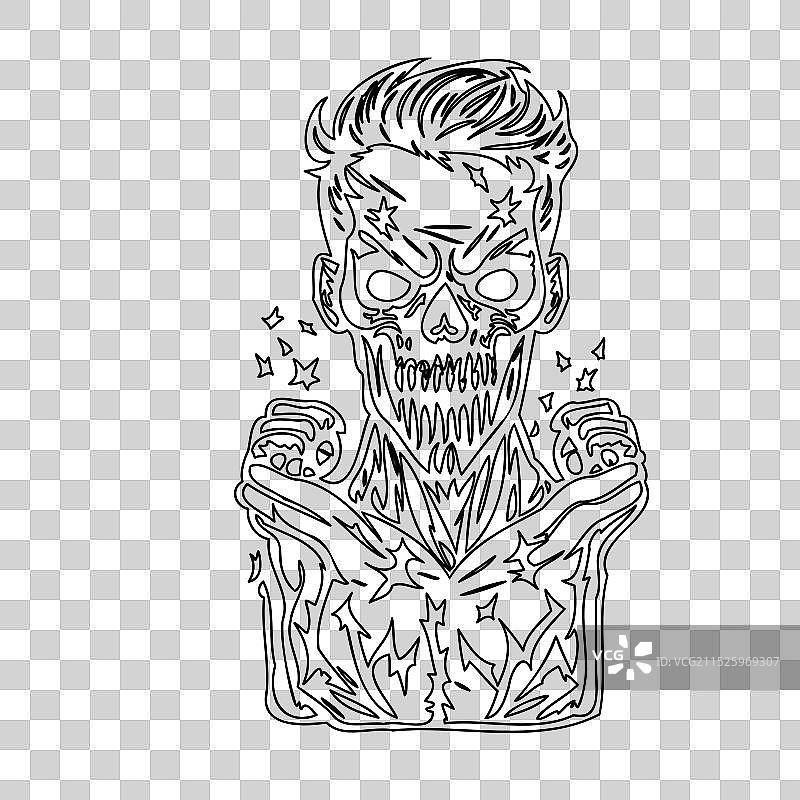 可怕的僵尸轮廓草图图片素材