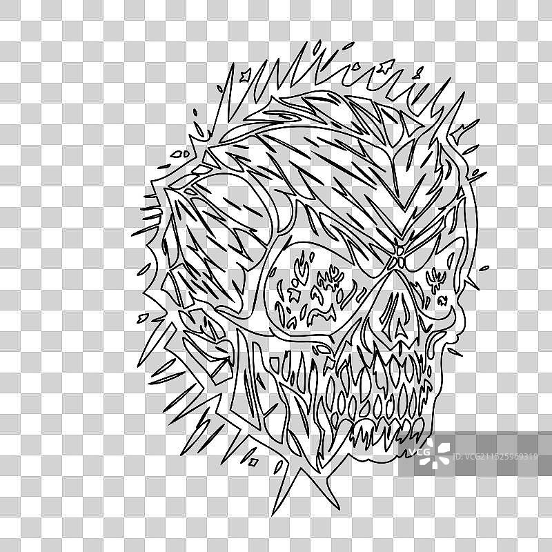 可怕的僵尸轮廓草图图片素材