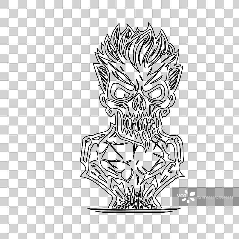 可怕的僵尸轮廓草图图片素材