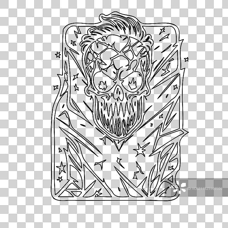 可怕的僵尸轮廓草图图片素材