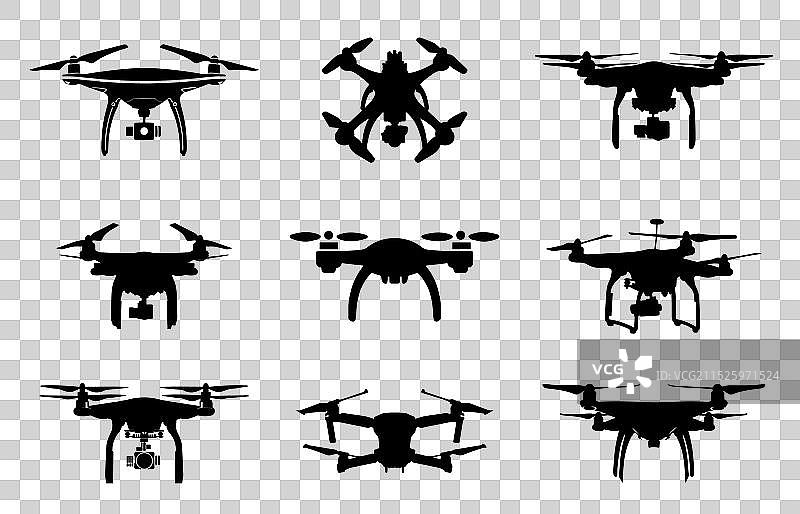 无人机轮廓（隔离背景）图片素材
