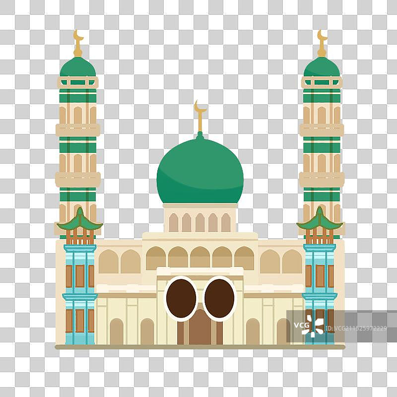 手绘地标建筑西宁插画元素图片素材