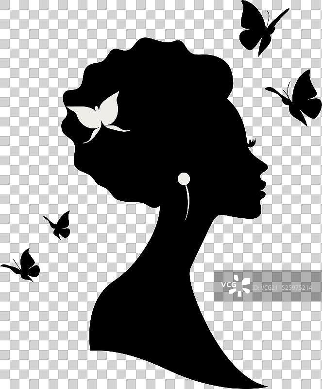 蝴蝶与女性超现实剪影图片素材