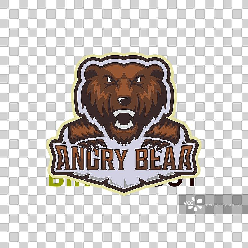 愤怒的熊吉祥物贴纸Logo设计模板图片素材