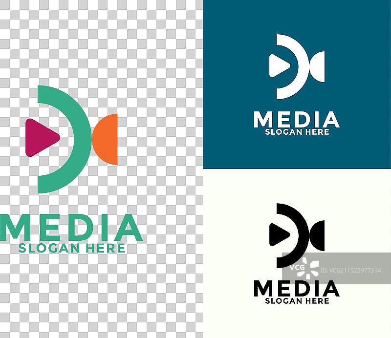 带有相机标志图标的抽象播放按钮图片素材