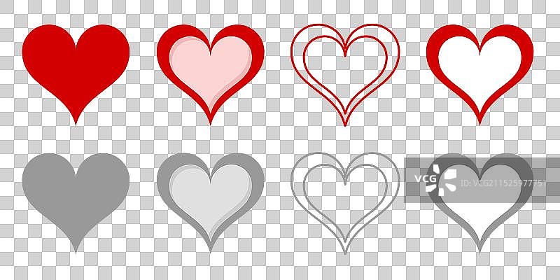 情人节红色和灰色心形图标图片素材