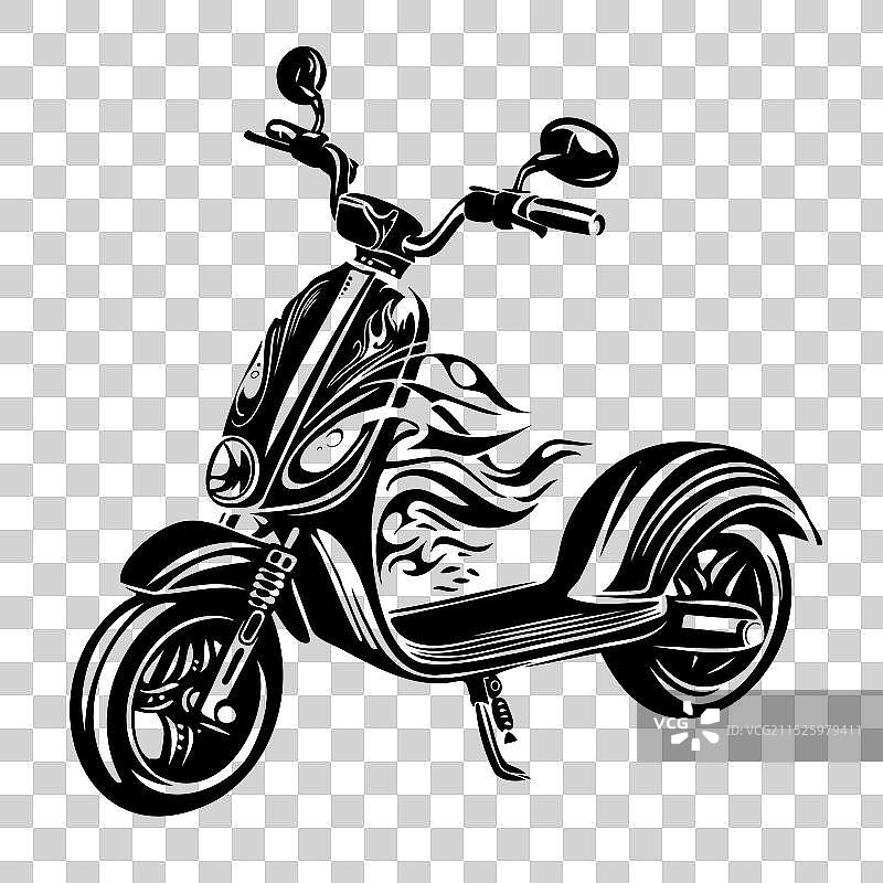 黑白复古滑板车图片素材