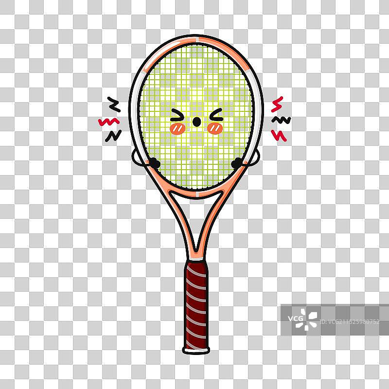 手绘愤怒的网球拍角色图片素材