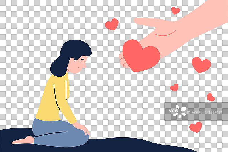 女性手持红心提供支持图片素材