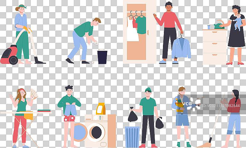 男女家务劳动人物图片素材