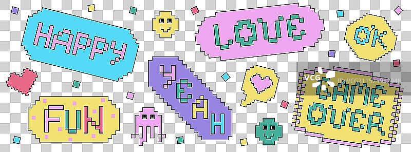 像素风Y2K复古贴纸包图片素材