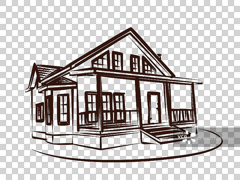 木制房屋的素描图片素材