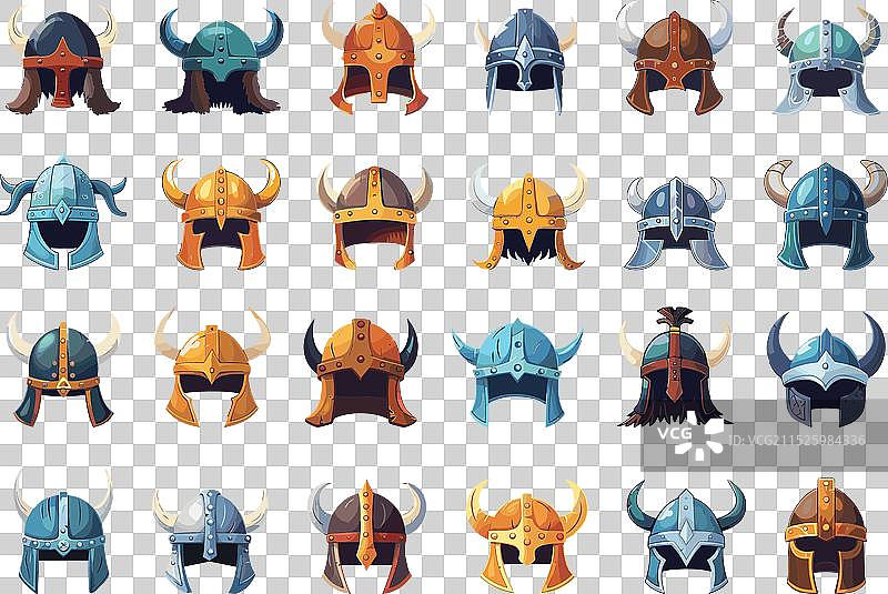 维京头盔图标集简约卡通图片素材