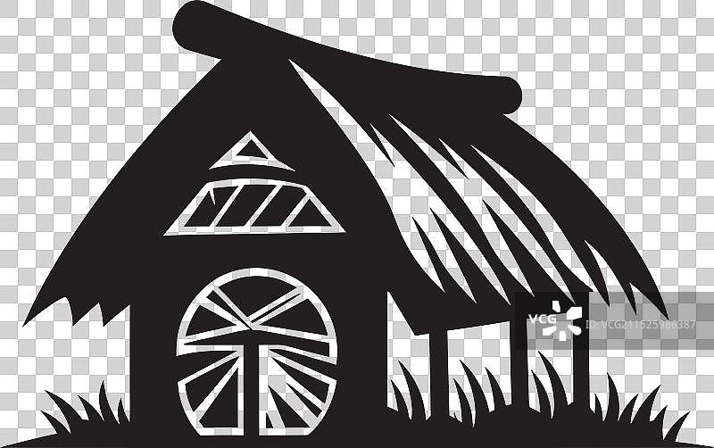 乡村风格的茅草屋设计图片素材