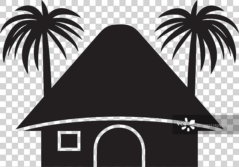 茅草屋顶小屋的乡村保护区Logo设计图片素材