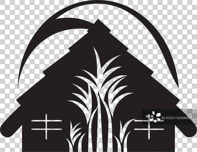 非洲茅草小屋部落图标图片素材