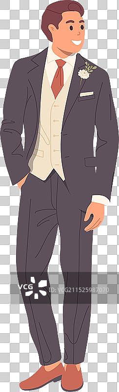 快乐微笑的新郎卡通人物图片素材