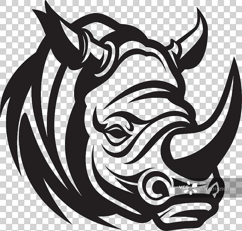 黑色犀牛剪影图片素材