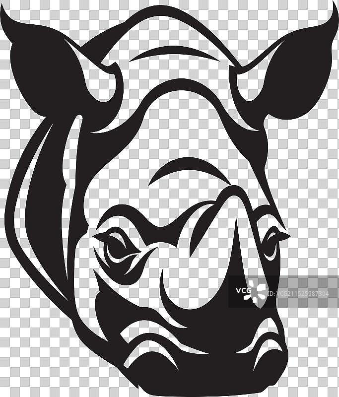 黑色墨水犀牛演变图片素材