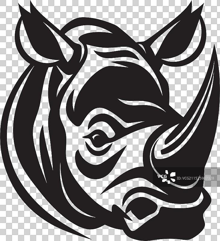 黑色犀牛造型极简艺术作品图片素材