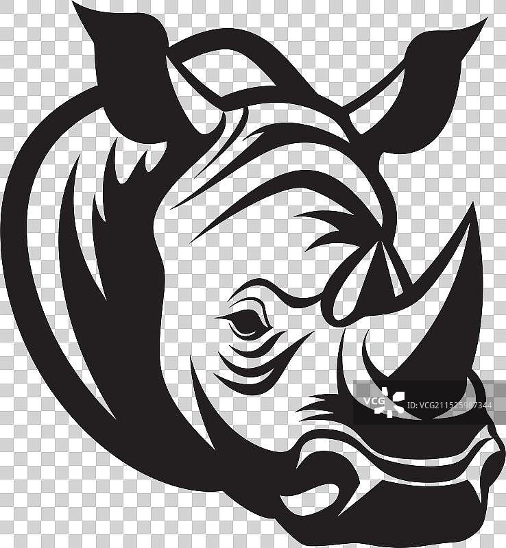 黑色犀牛力量风格化犀牛艺术插画图片素材