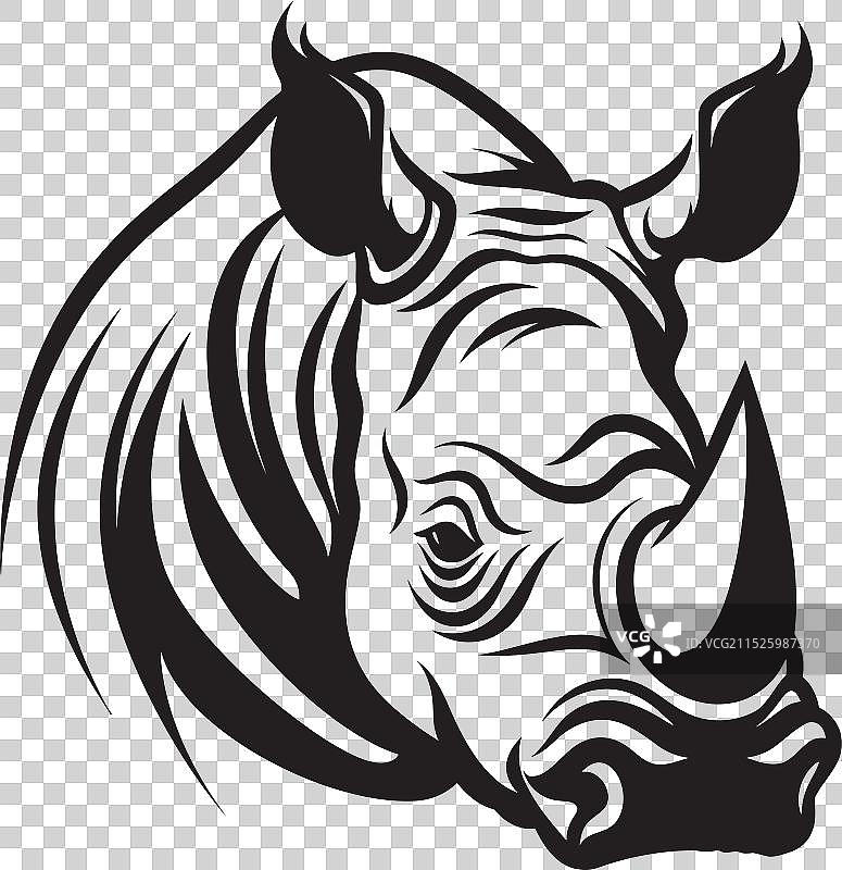 黑色犀牛轮廓设计图片素材